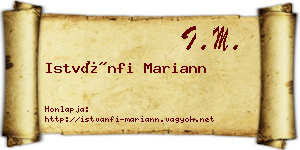Istvánfi Mariann névjegykártya